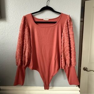 Textured Puff Sleeve Bodysuit